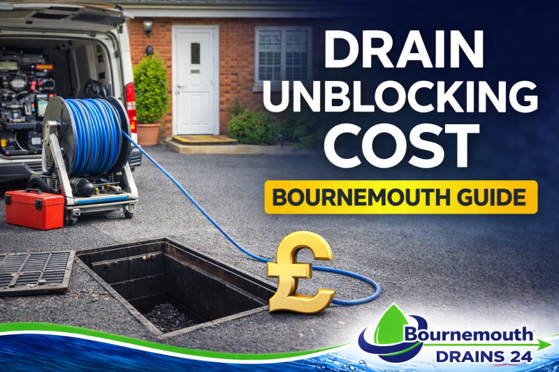 Drain engineer attending residential property in Bournemouth for blocked drain cost guide