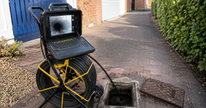 CCTV drain survey Bournemouth inspection identifying root intrusion, cracked pipes, silt, standing water and repair issues.